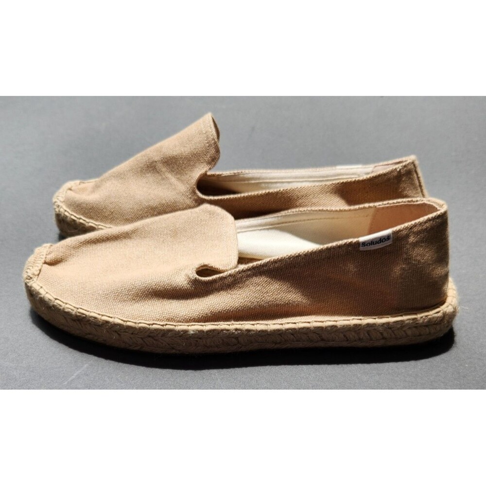 Soludos Platform Smoking Slipper Women's Size 11 Safari Espadrilles Beige Tan